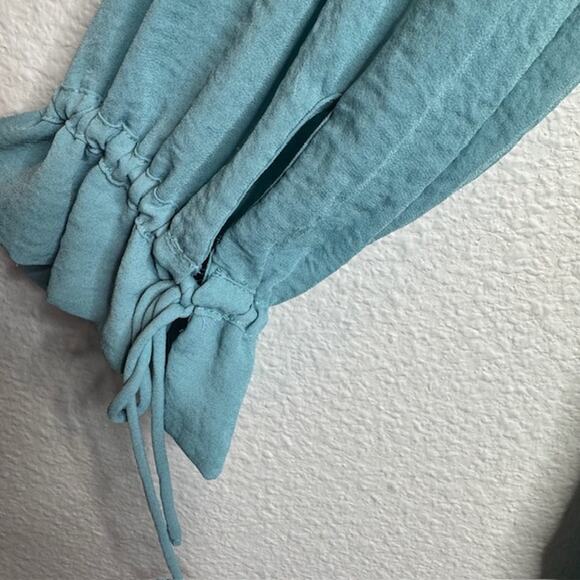 H&M Womens Sz 6 Plunge Neck Tie w/Drawstring Waist Beach Dress - Picture 9 of 13